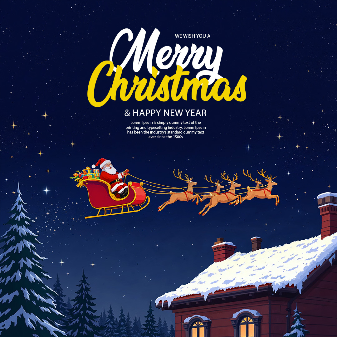 Merry Christmas and New Year Greeting PSD Download For Free