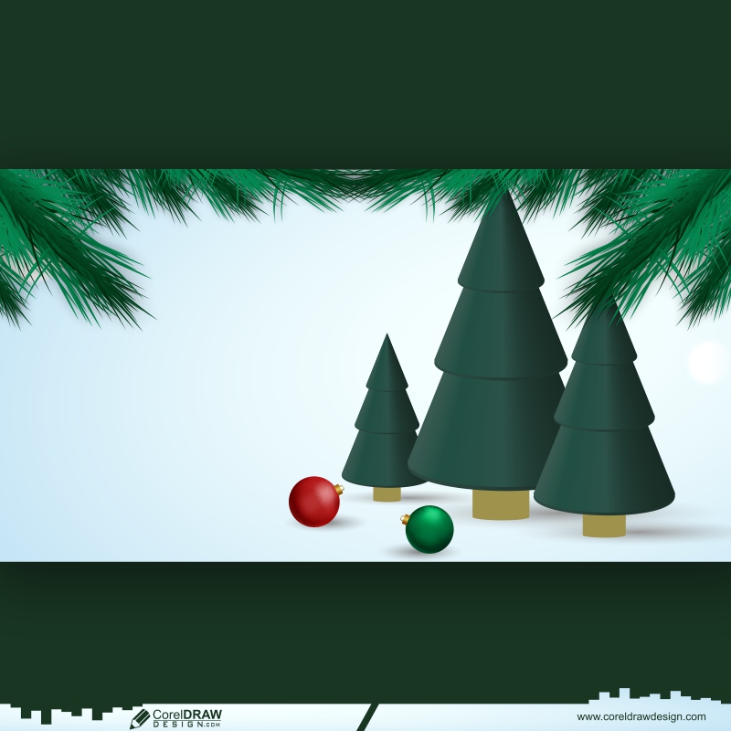 merry christmas banners with decorative balls background CDR free