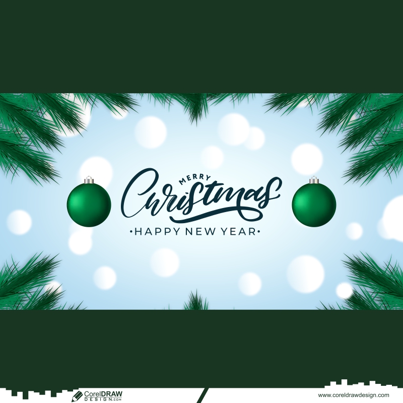 merry christmas banners with decorative balls background free CDR