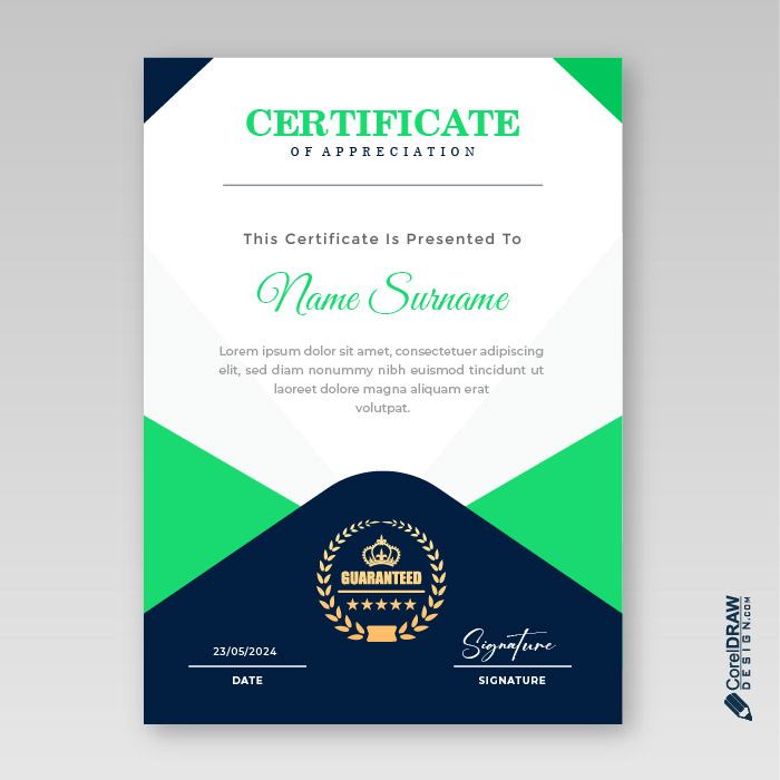 Minimal certificate of appreciation duotone template