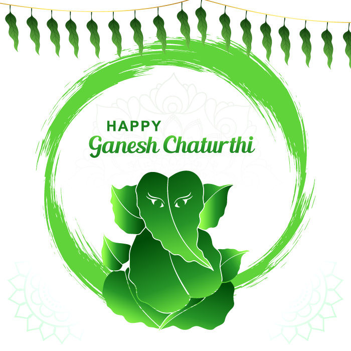 Minimal Leafy ganesh chaturthi beautiful green leaf vector CDR