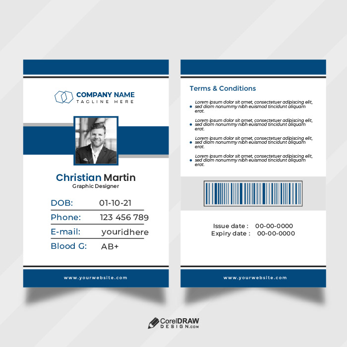 Minimal simple blue vector abstract id cards template cards