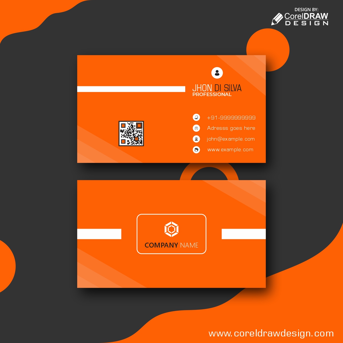 Download Minimalist Orange Business Card Mockup Design | CorelDraw ...