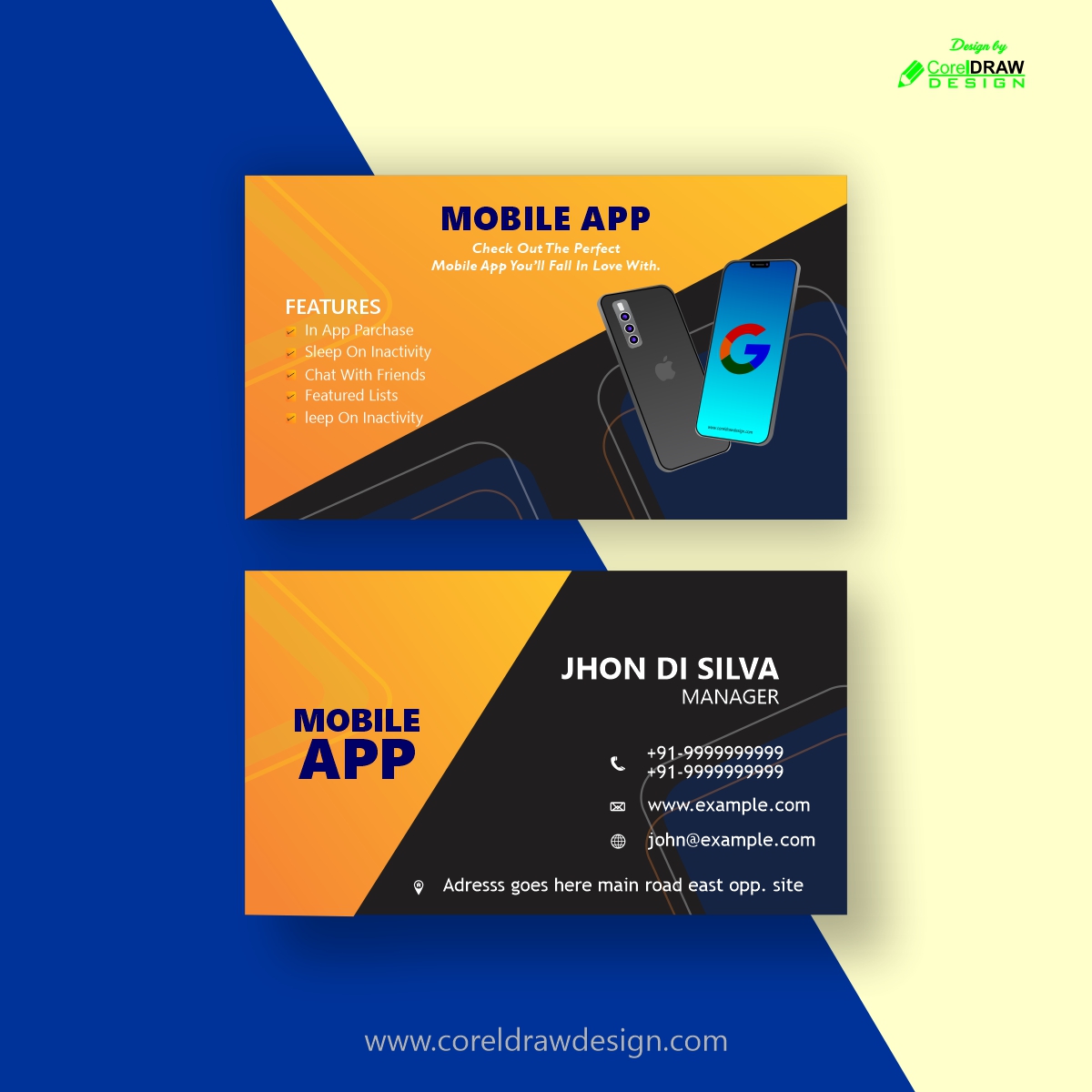 Download Mobile App Business Card Design CorelDraw Design Download 