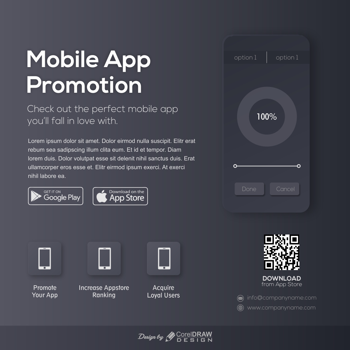Mobile App Promotion Black Theme