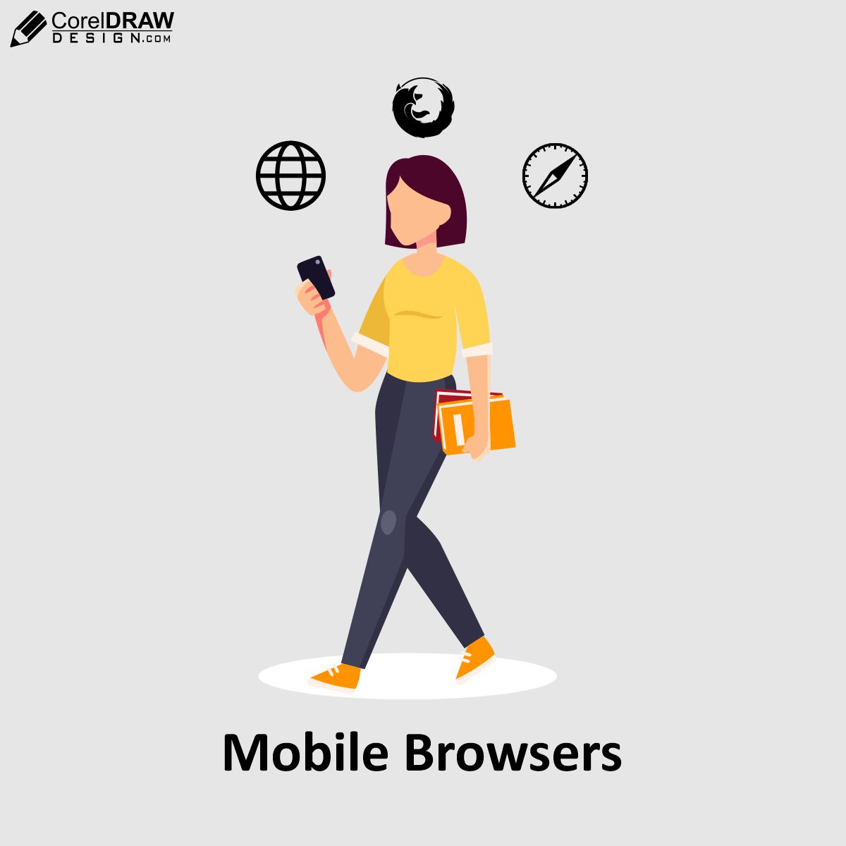 Mobile Browsers poster image vector free design