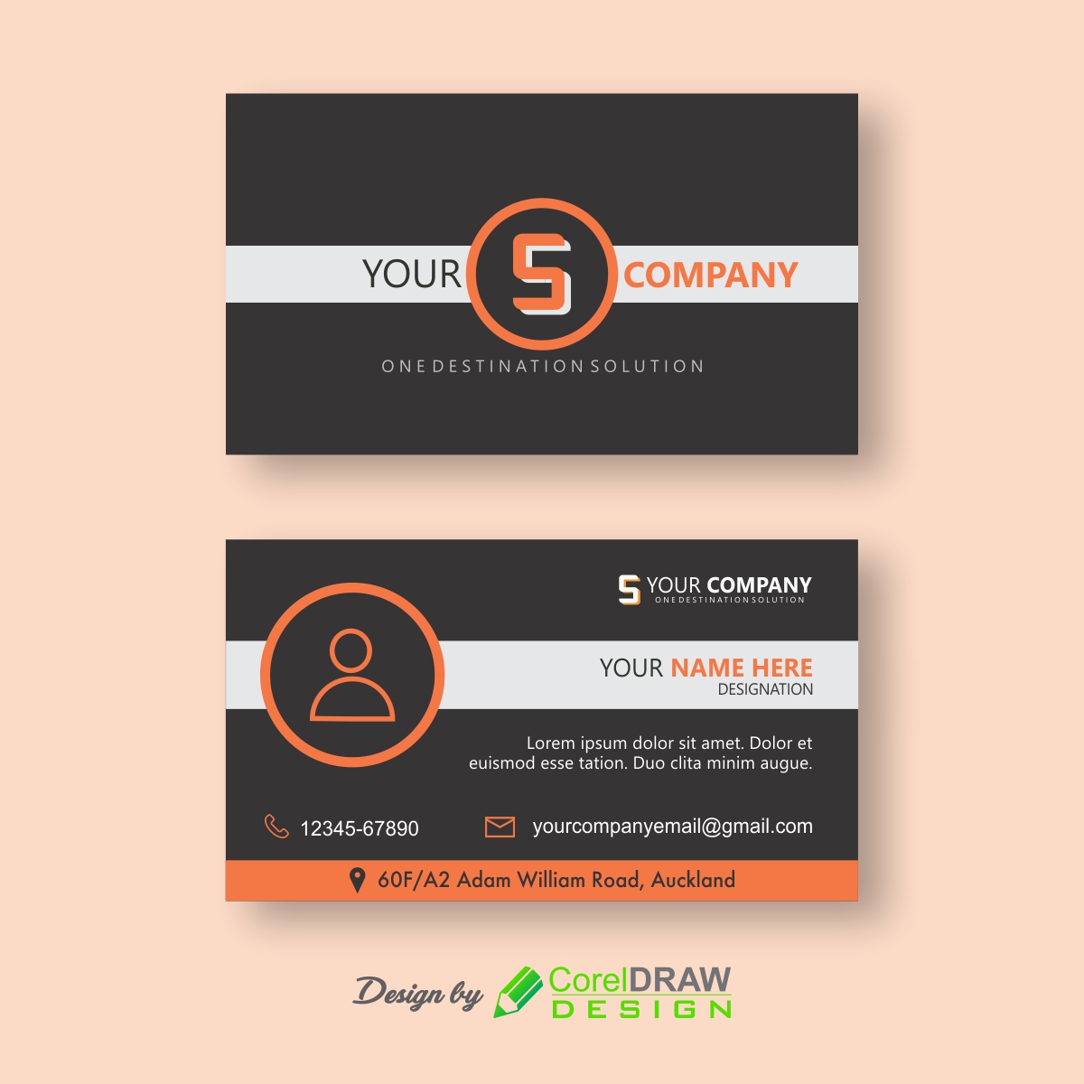Modern Black-orange Business Card