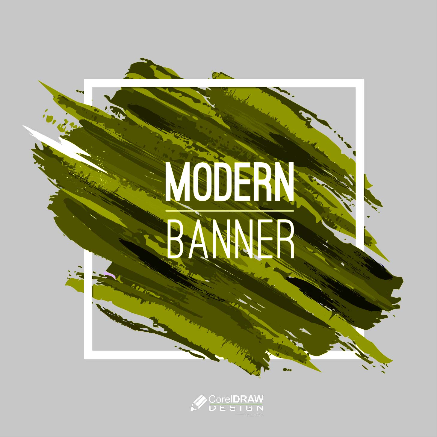 Modern brush stroke dark green banner vector free