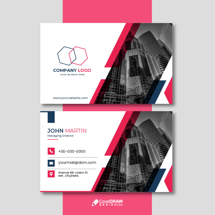 Modern Company red business card vector template