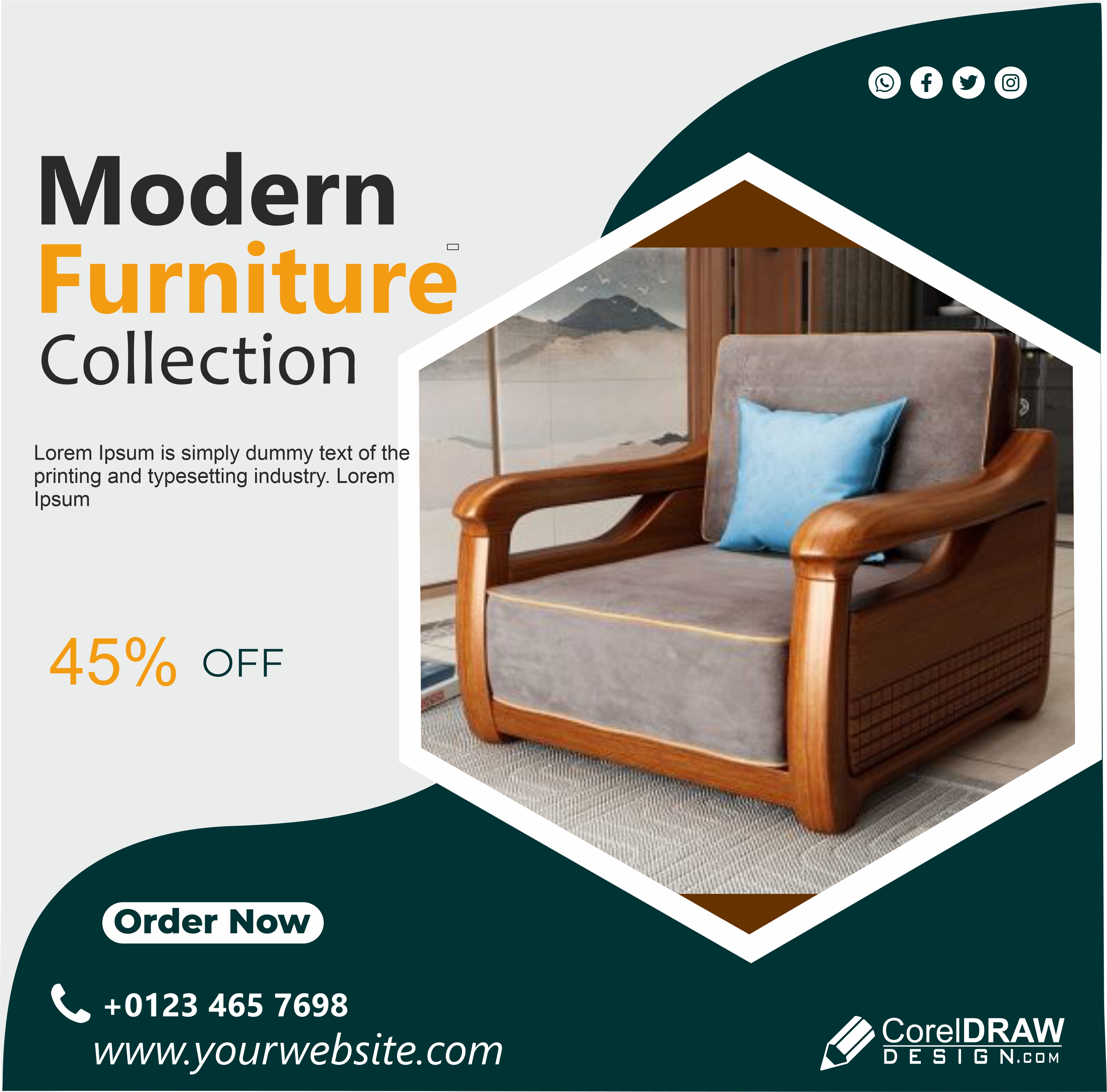 Modern Furniture Collection Template Free Vector
