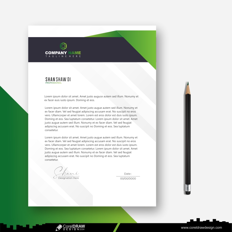 modern letterhead template vector download green new design