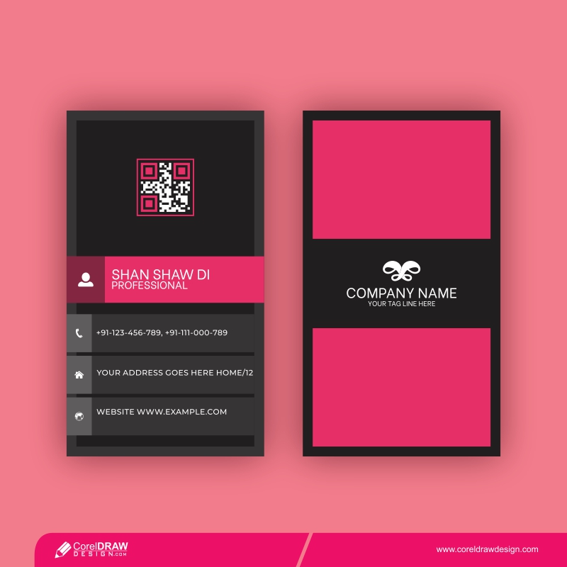 Modern Pink & Black Business Card Free Premium Vector