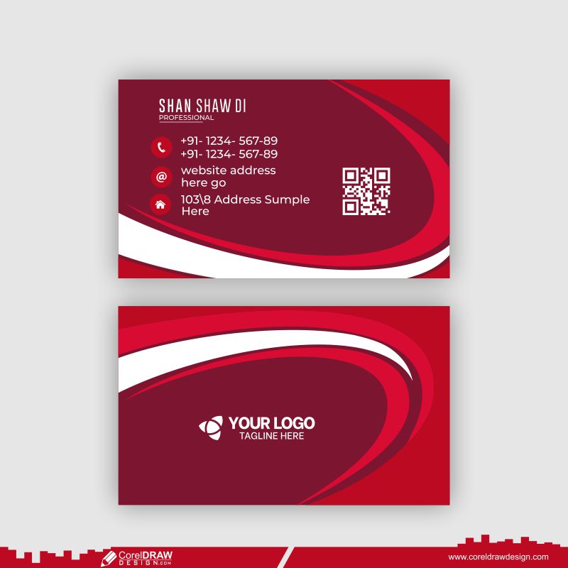 Modern Red Business Card Design Free CDR