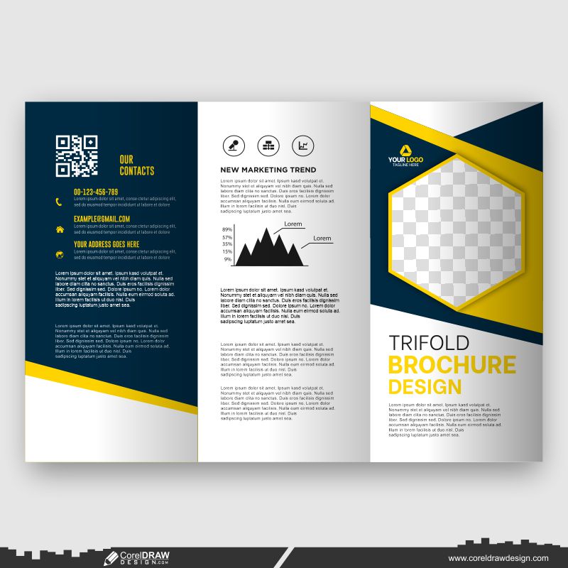 modern round design business trifold brochure template CDR