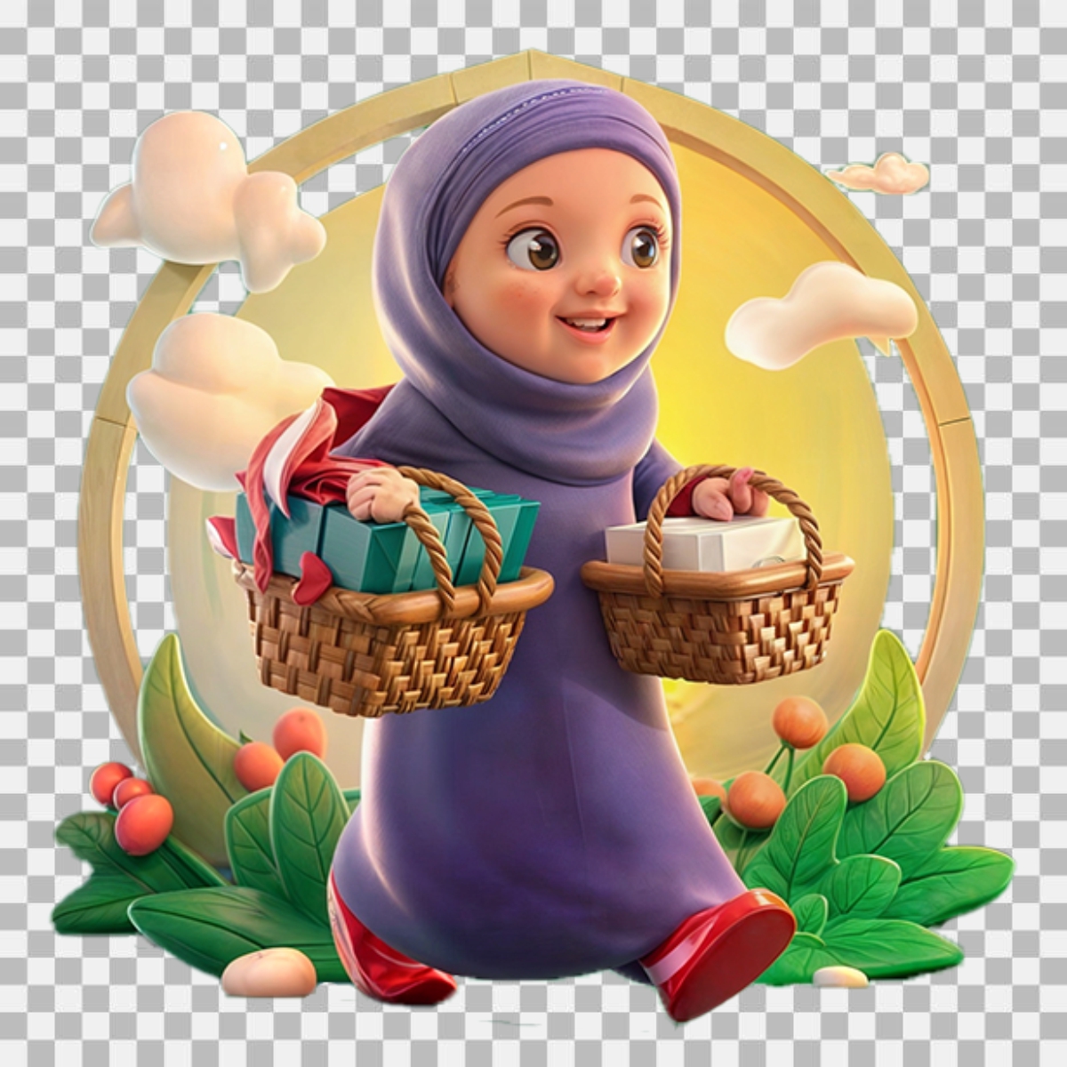 Muslim girl gives a Ramadan gift HD image download for free