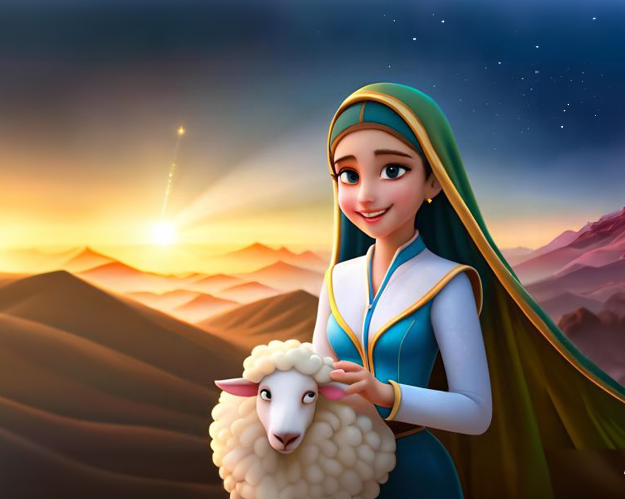 Muslim Princess With Goat Celebrating Eid al Adha Image Download For Free