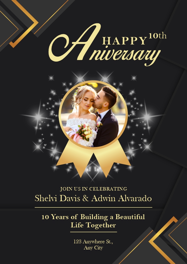 Black and Gold Vintage Happy Anniversary Poster Vector Banner Creative Design For Free In CDR file