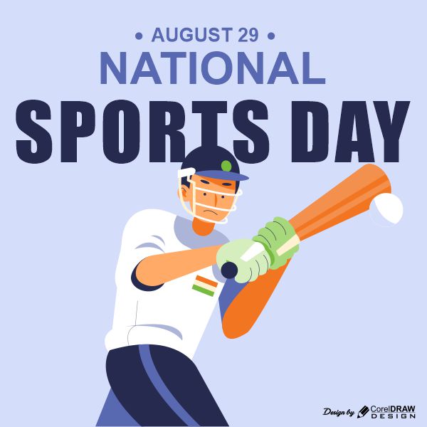 Download National Sports Day Vector Design With Cricket Player