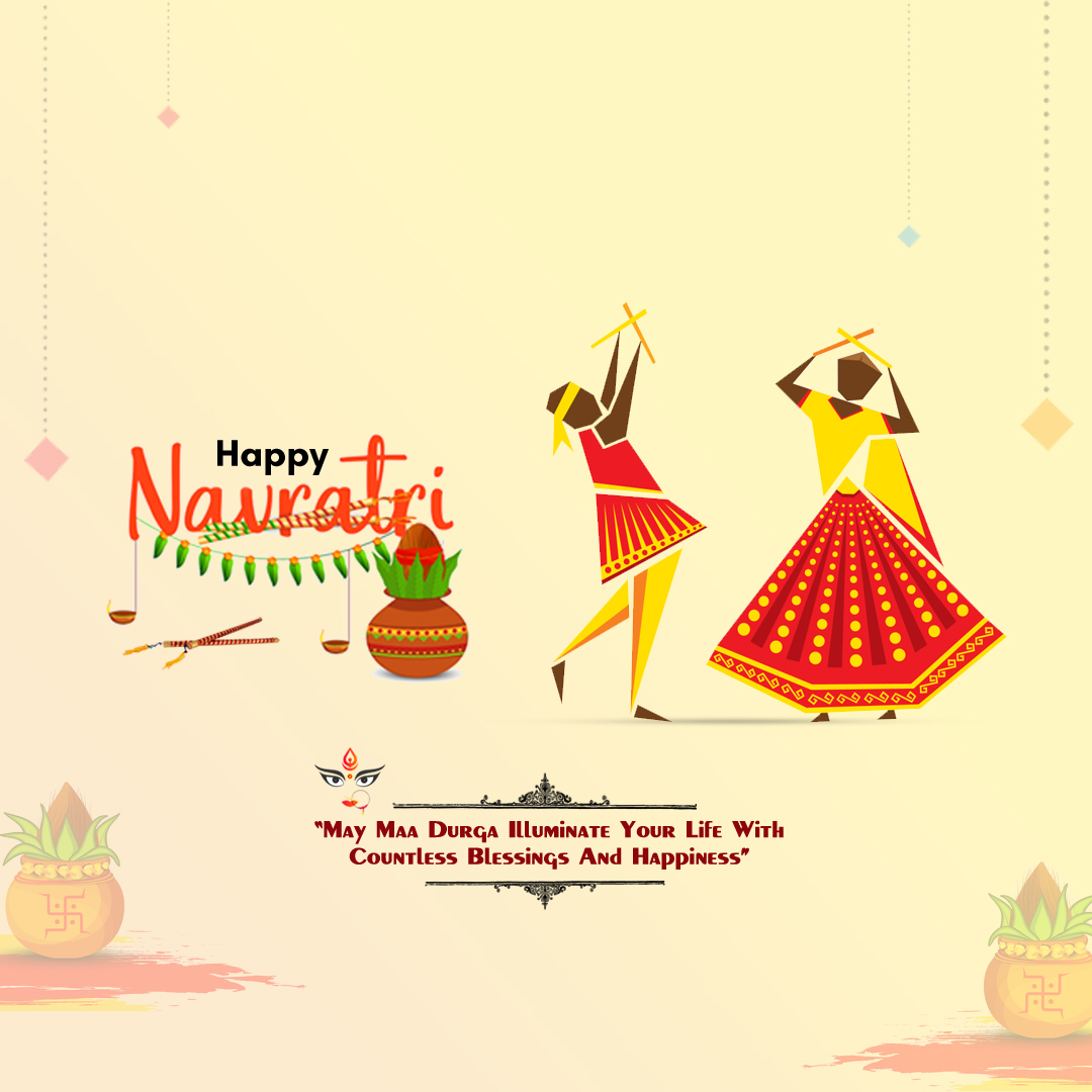 Download Navratri Festival Happy Dandiya Dancers Wishes Background