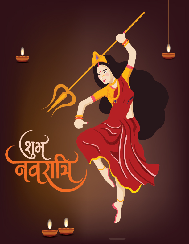 Navratri Ma Durga Poster Illustration Vector Free