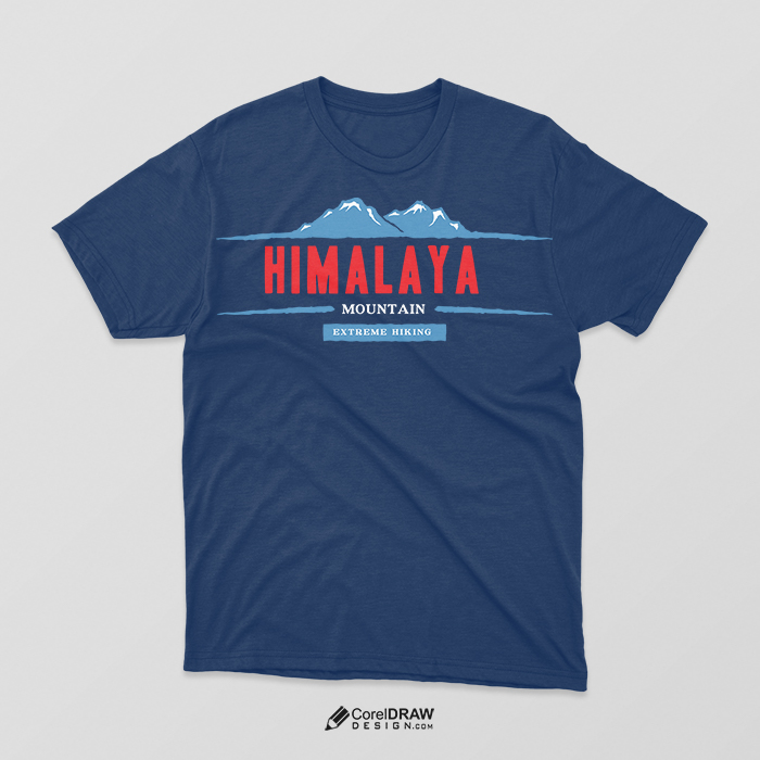 Navy Blue Abstract Design Himalayas illustration free psd t-shirt mockup