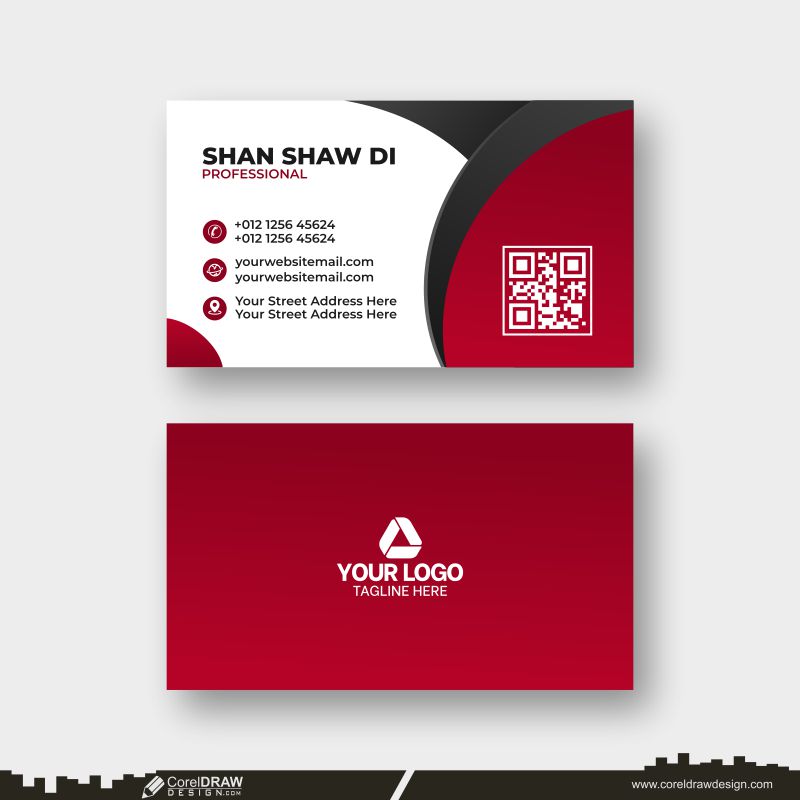 new abstract red business card download design