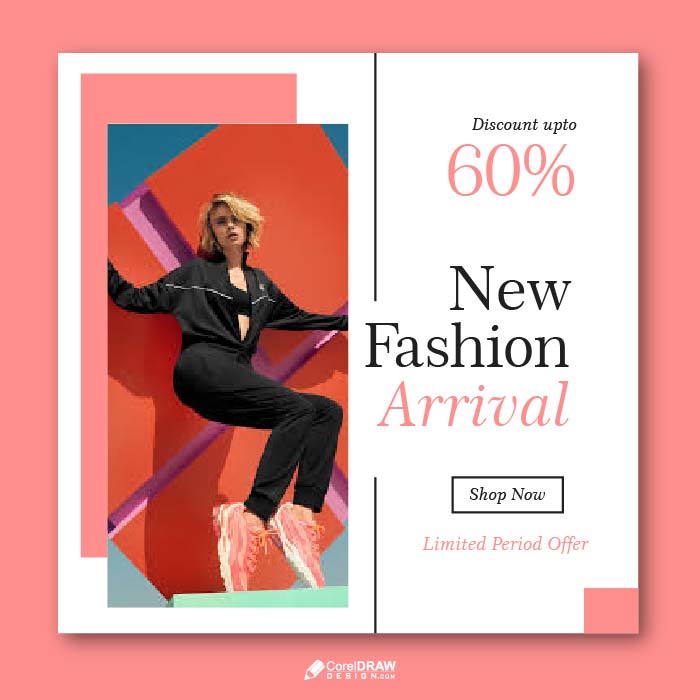New Arrival colorful Fashion sale square social media web banner vector