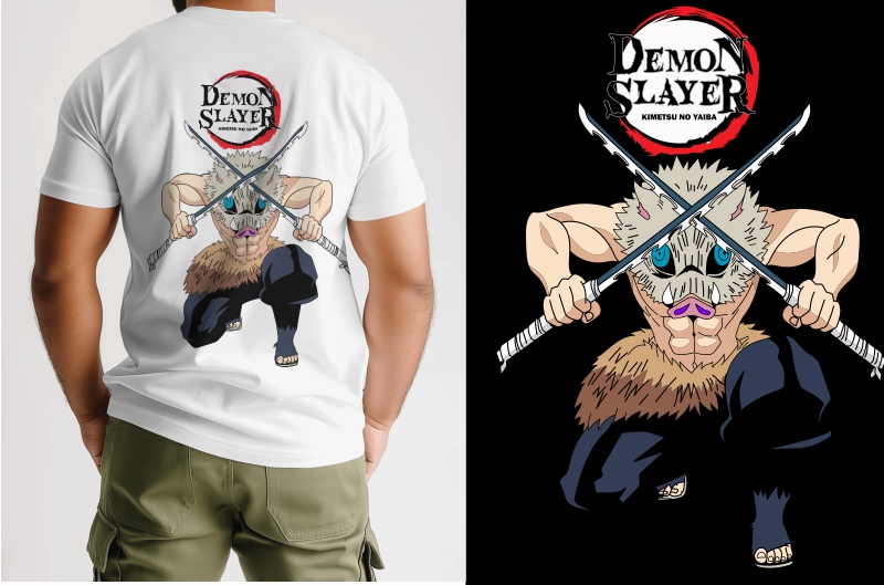 New Trendy Anime Demon Slayer T-shirt Vector Design Download For Free With Cdr FIle