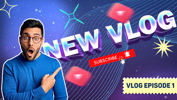 New Vlog Youtube Video Thumbnail Banner PSD File Download For Free