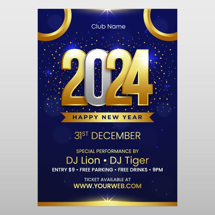 New year 2024 party invitation card vector free