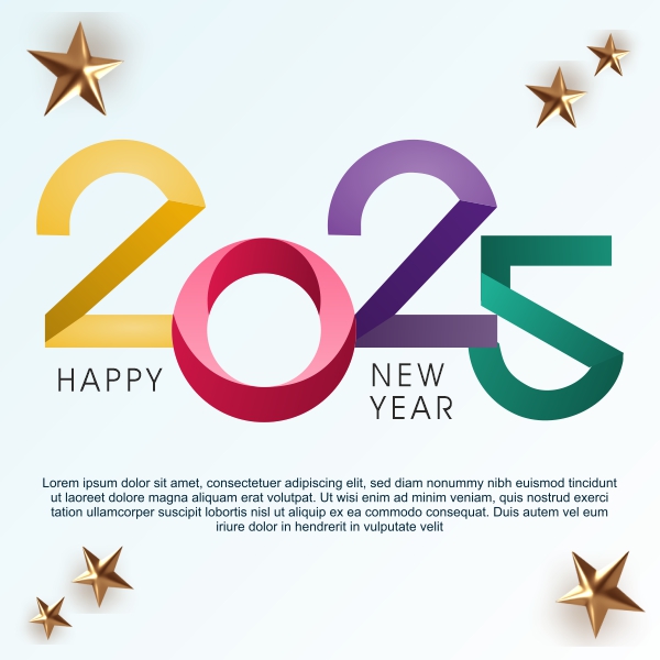 New Year 2025 Typography Vector illustration CDR File Download For Free