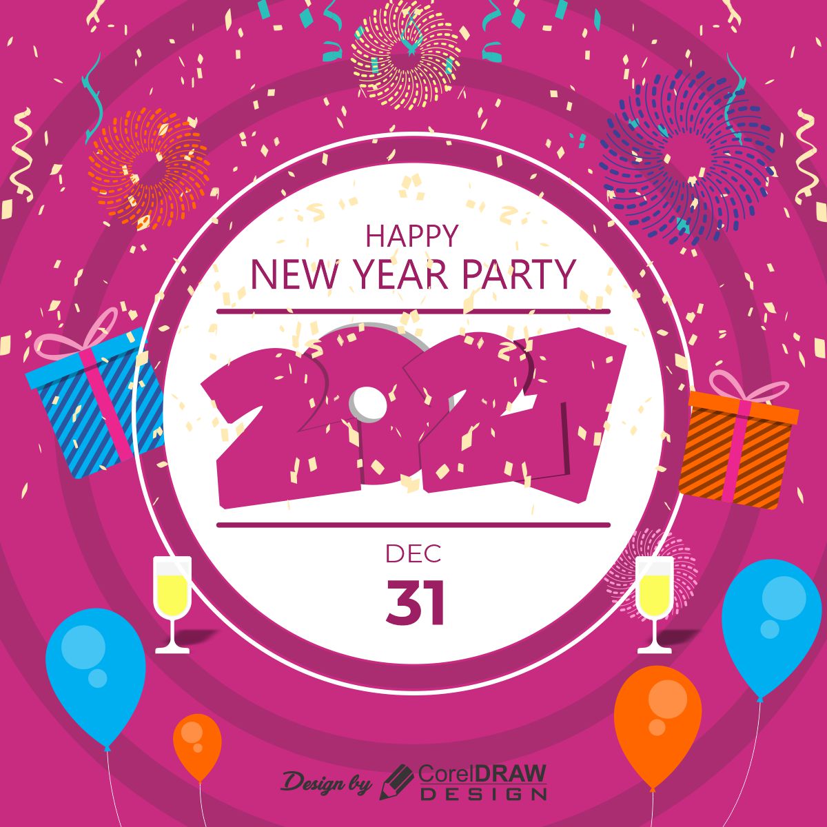 free-vector-gradient-new-year-party-flyer-template
