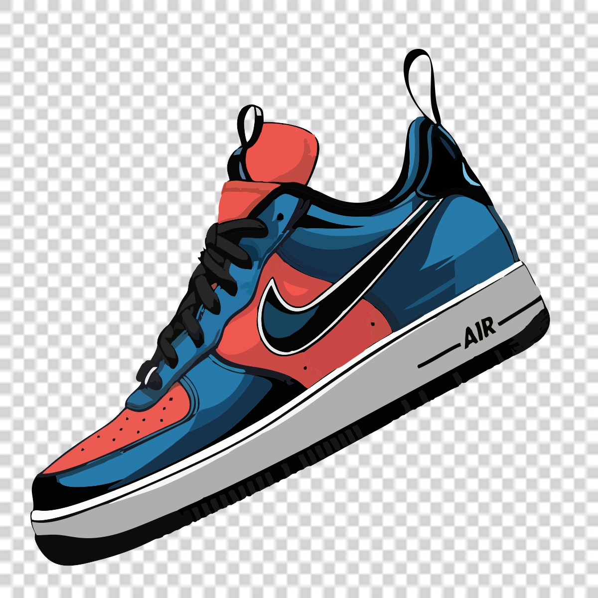 Nike Air Force black blue & Red color shoe vector PNG  download for free