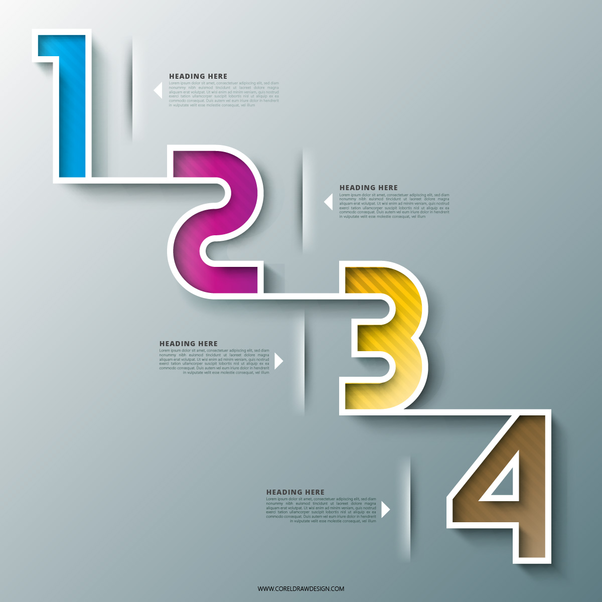 Numbering Step Wise Infographic Elements