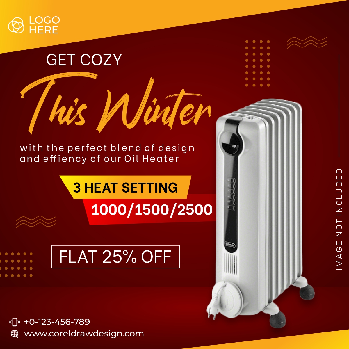 Oil Heater Get Cozy Winter Sale Template Design 