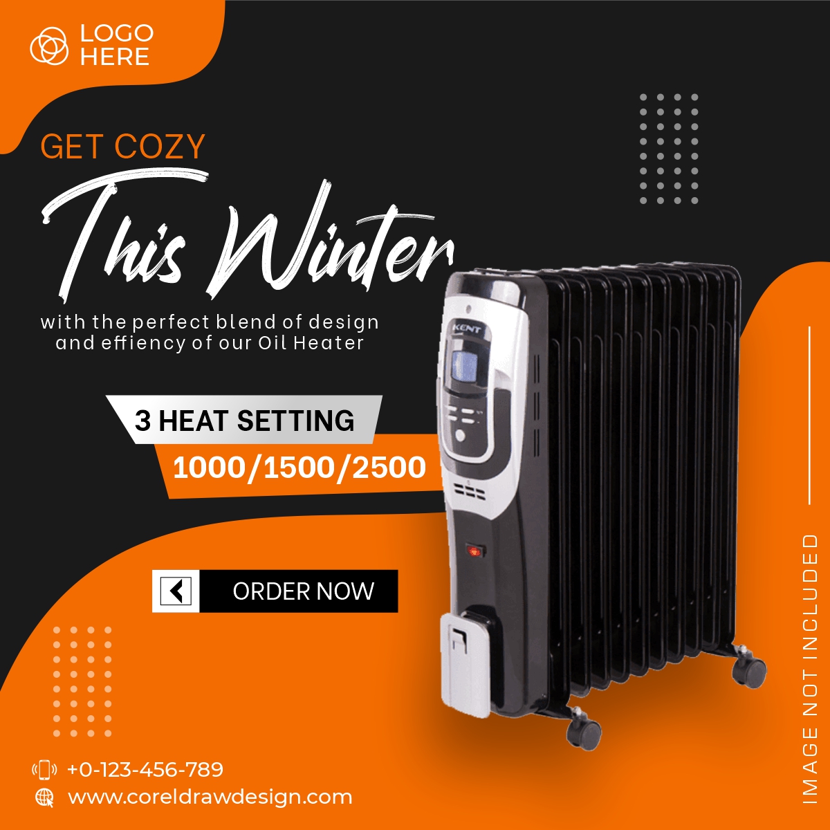 Oil Heater Get Cozy Winter Sale Template Design Vector