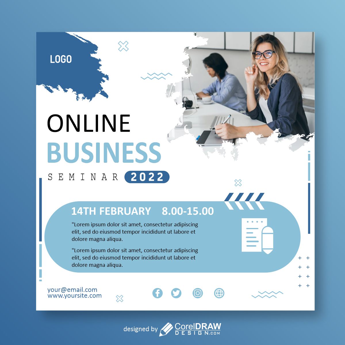 Online business poster vector design free image
