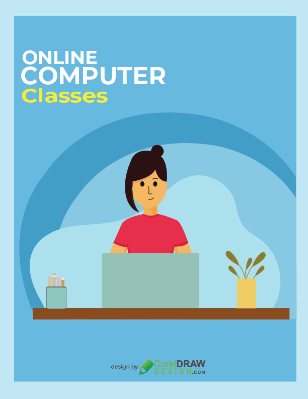 Online Class Girl Poster Illustration Free Vector