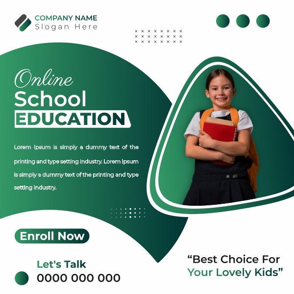 Online School Education poster design CDR file download free