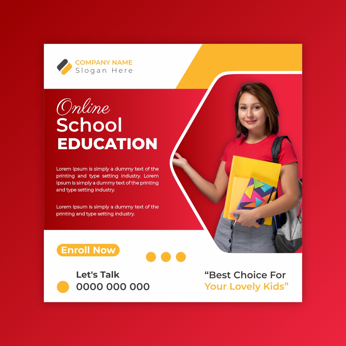 Online School Education poster design in CDR download for free