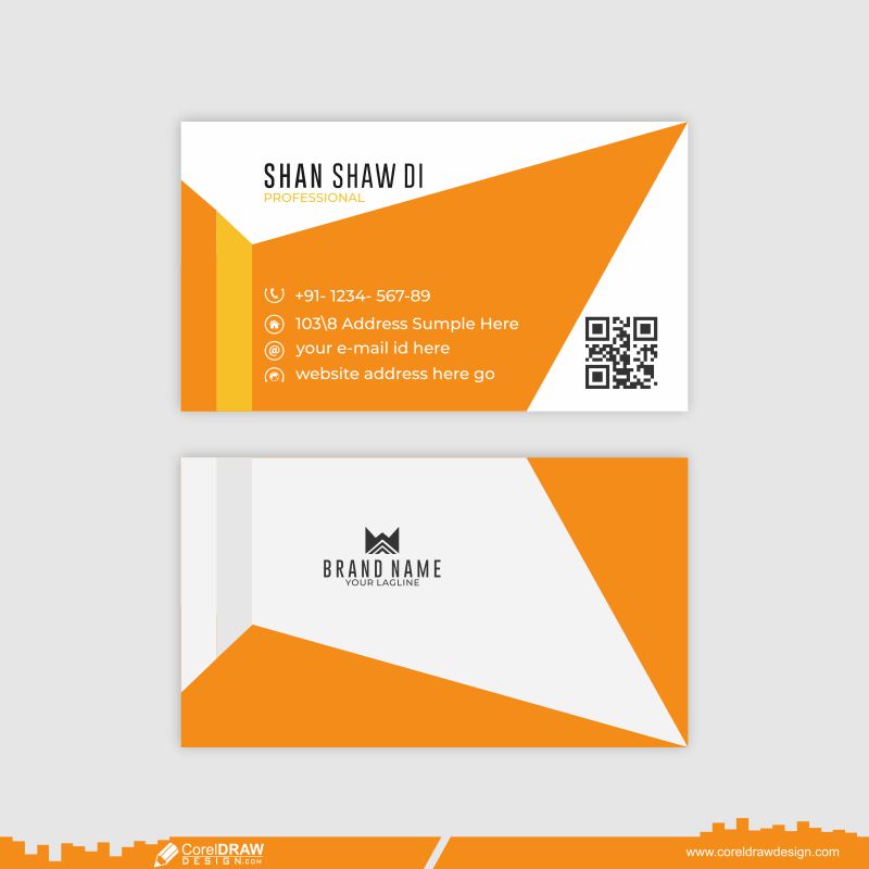 orange business card design template premium vector