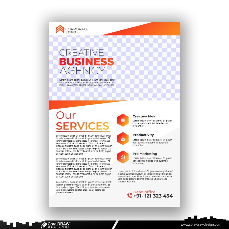 orange color business flyer design template premium