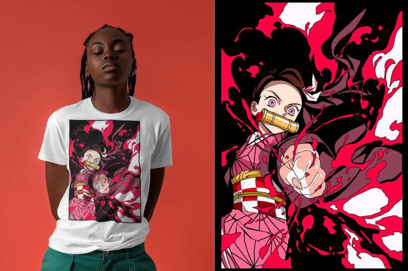 Oversize Anime T-Shirt Design Vector With Free Cdr File Download For Free