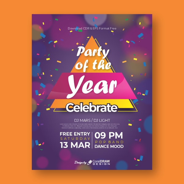 Party of the year Invitation Coreldraw 2021 Trending 2021 Free Template Download