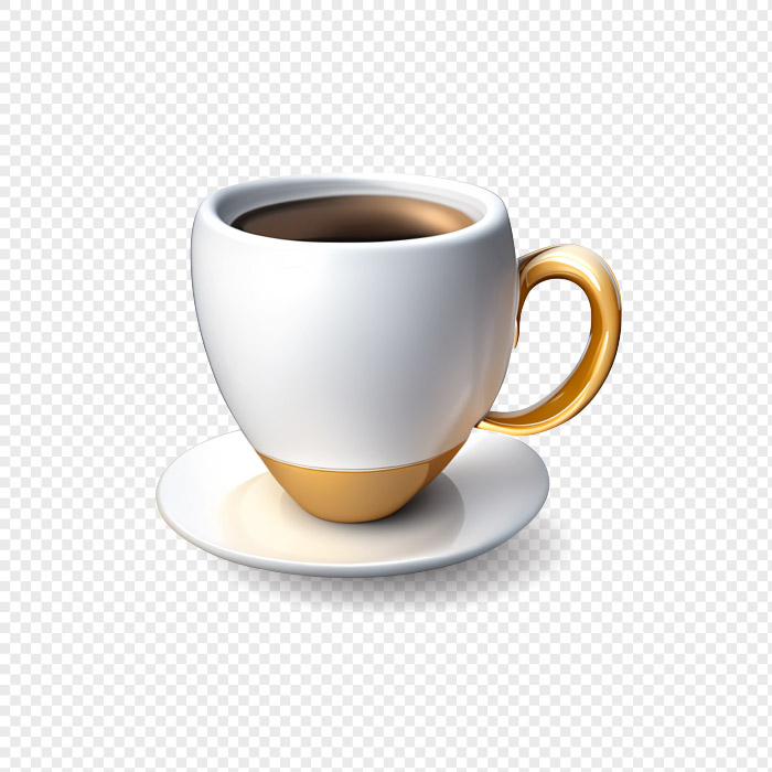 Photorealistic png image of 3d rendered coffee cup