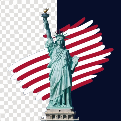 PNG Image America Statue Of Liberty And Independence Day  HD Quality Free Download 