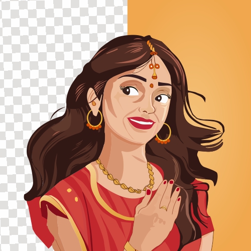 PNG , sawani PNG, illustration of beautiful Indian Women,Free Image on CorelDrawDesign