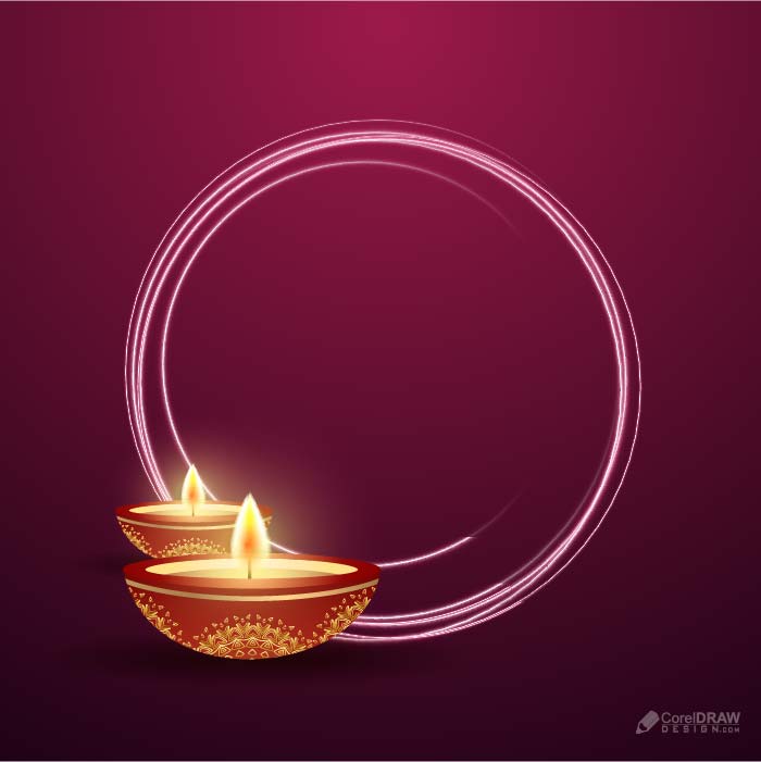 Premium diwali festival background frame with diya vector