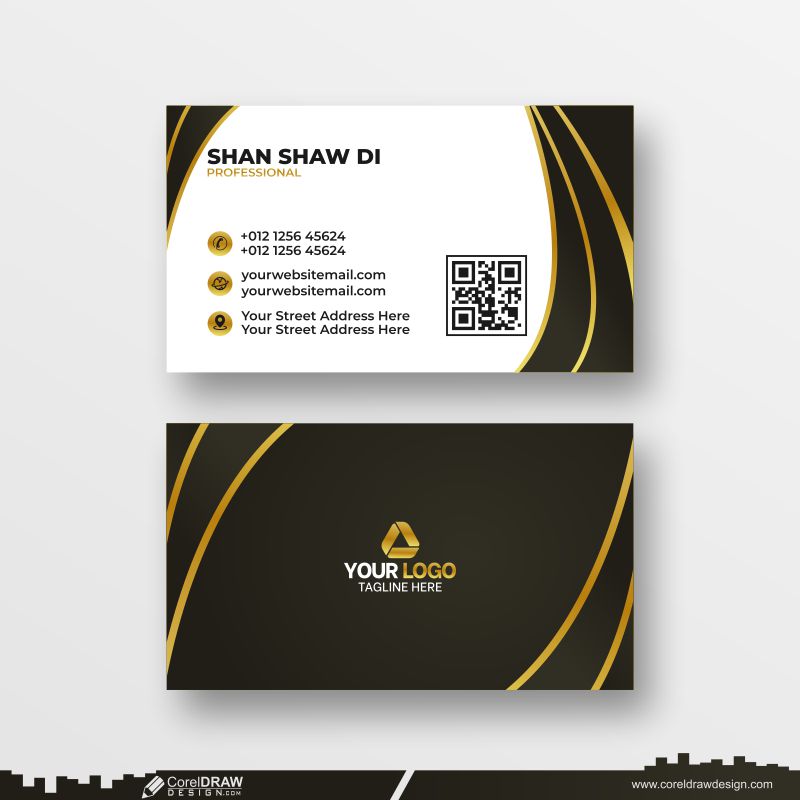 premium golden color business card design dowanload