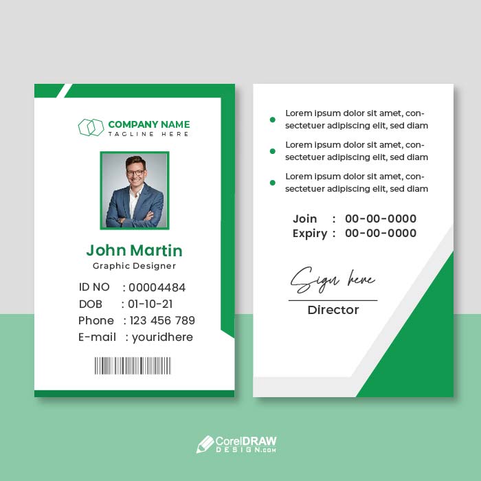 Premium green Identity card corporate free vector template